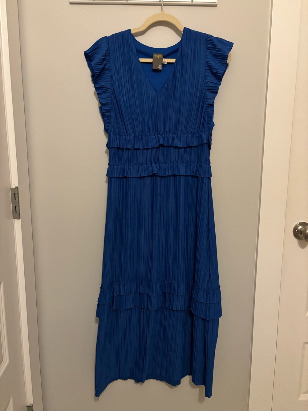 Taylor Royal Blue Tiered Ruffle Midi Dress
